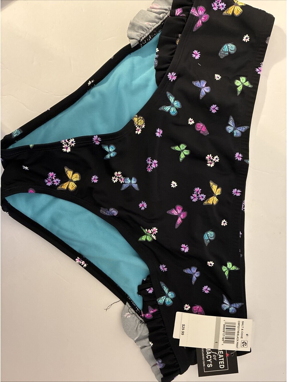 California Waves FLY AWAY BLACK MULTI Plus Size Bikini Swim Bottom, US 1(16/18)